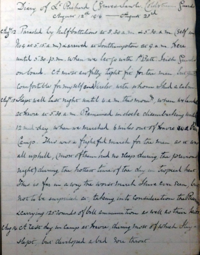 Handwritten diary extract